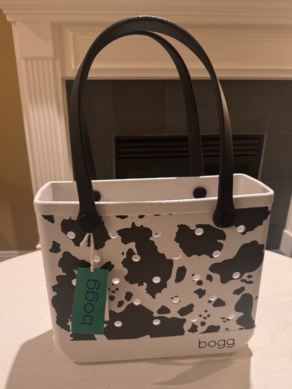 Baby Bogg Bag Cow Print Black White Small Tote Bag NWT